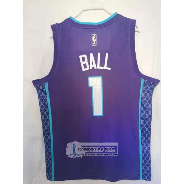 Camiseta Charlotte Hornets LaMelo Ball NO 1 Statement 2022-23 Violeta